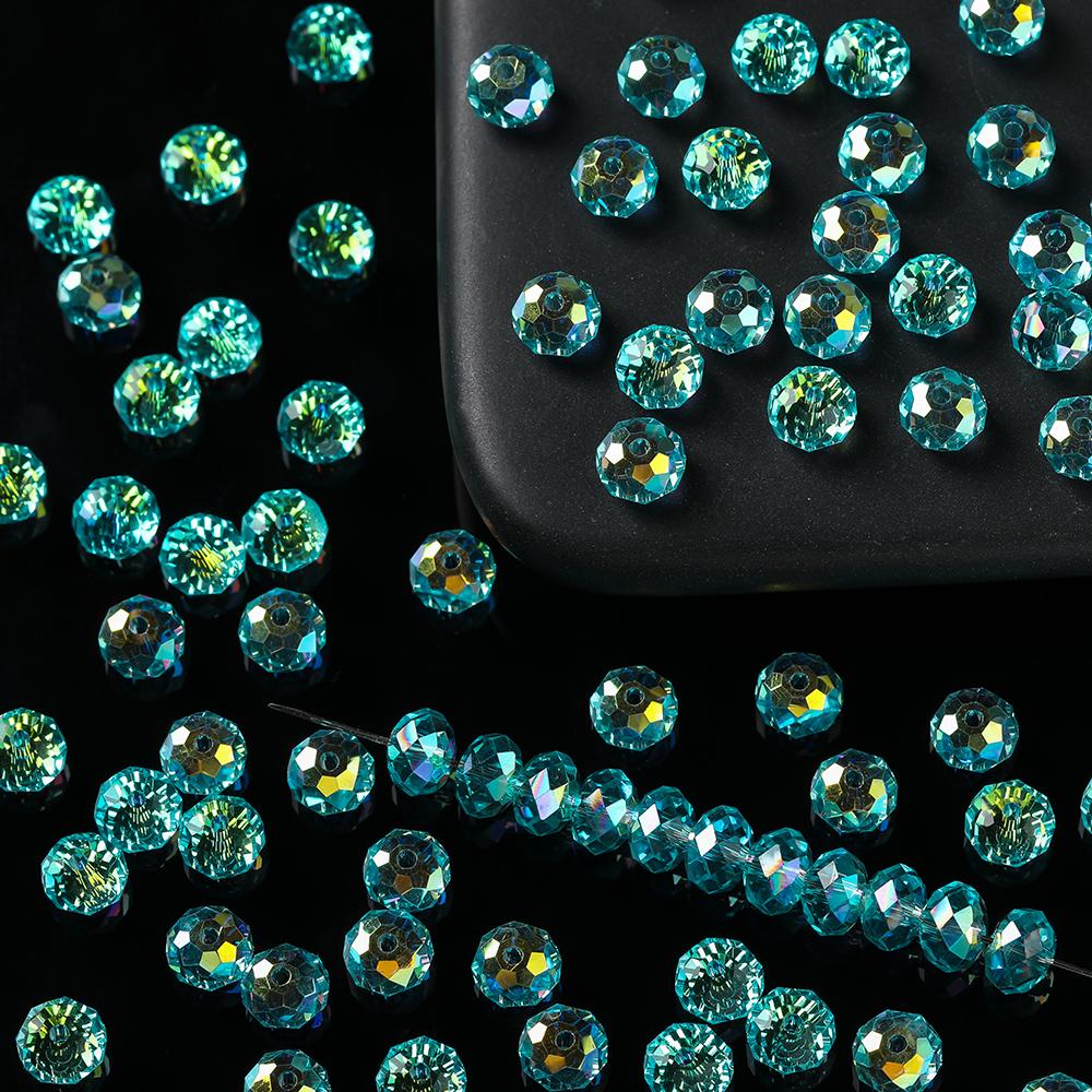 

50 шт. Стеклянные граненые круглые бусины-разделители цвета AB, россыпью, для изготовления ожерелий, браслетов, сережек, аксессуары для изготовления бижутерии 3x4mm синий