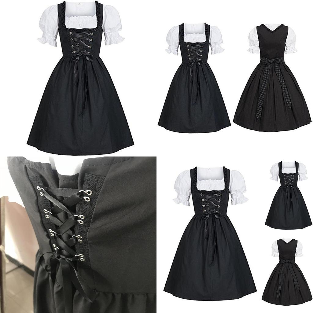 Stunning costume Dirndl Bavarese con Maniche Corte a Bolla per Carnevale ed Eventi Oktoberfest