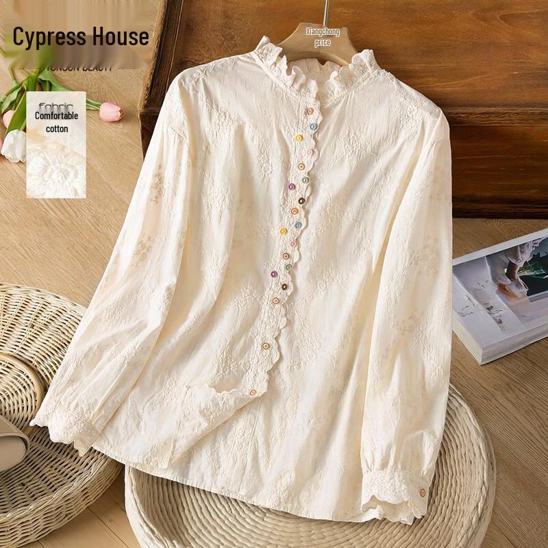 Sybils  Elegant Embroidered Ruffle Blouse M
