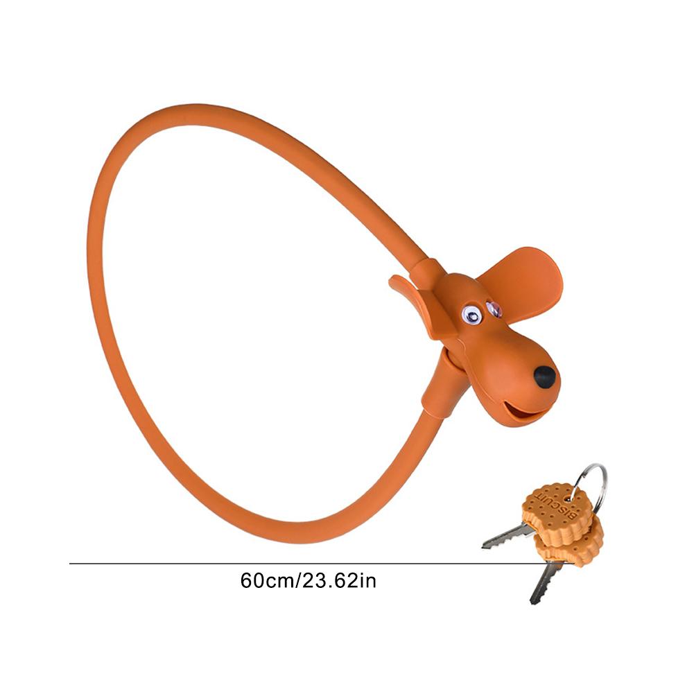 Puppy Bike Safety Lock with 2 Cookie Keys Silicone Covered Bike Lock Creative Kids Cute Cable Lock Bicycle Accessories