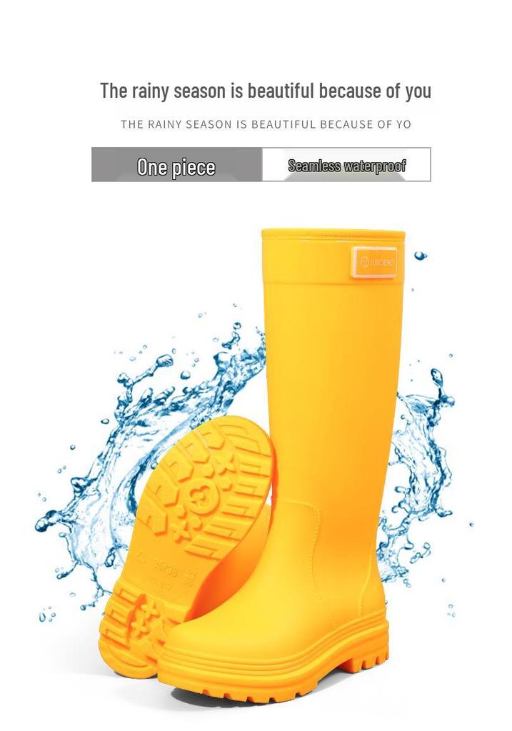 Damesmode Hoge Waterdichte Antislip Rubberen Regenschoenen met Zachte Zool