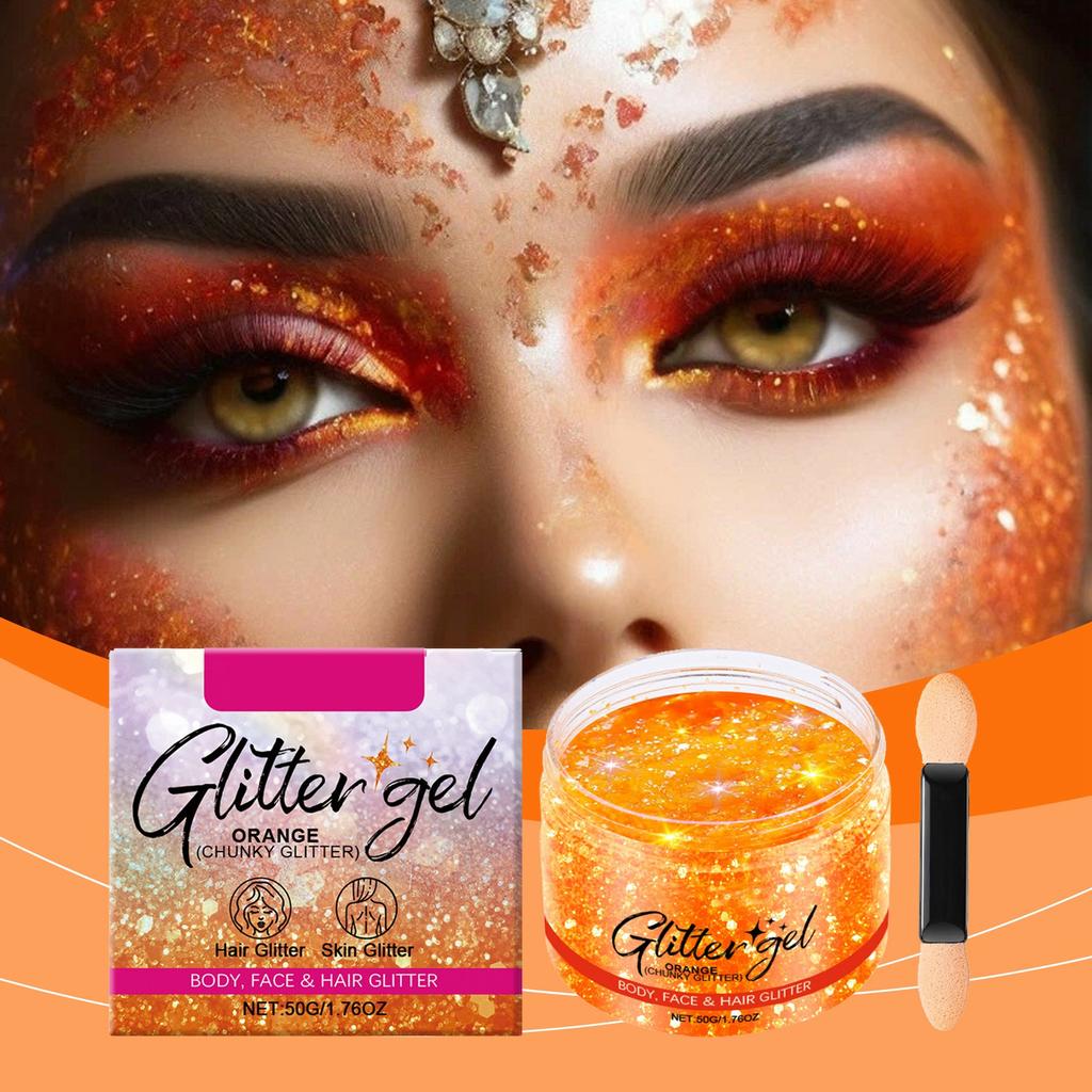 Glitzergel Körper Haar Make-up Farbiger Glitzergel Sanfte Inhaltsstoffe Schnell Auffällige Effekte Erzeugen.