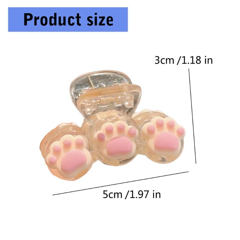 Cute Cartoon Paws Design Small Hair Claw Clip For Women Strong Plastic Hair Accessories Multiple Colors