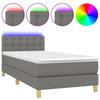 Box Spring Bed with Mattress & LED Dark Grey 100x200 cm Fabric