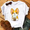 Maycaur Funny Cute Corgi Dog Printed TShirt Harajuku 90s Kawaii Women Short Sleeves T Shirts Tops Graphic Tees Female Tshirt