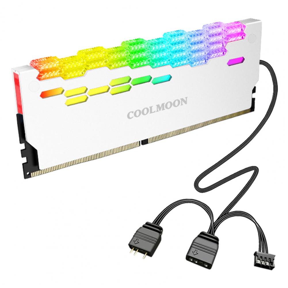 COOLMOON DDR3 DDR4 Memory Heatsink RA-2 RAM Heatsink 5V ARGB Brilliant Light Desktop Memory Cooler Computer