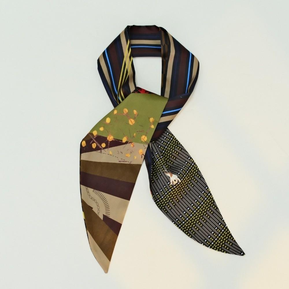 Printed Skinny Scarf Satin Handbag Decorative Accessories Stylish Neckerchief Scarf Neck Tie