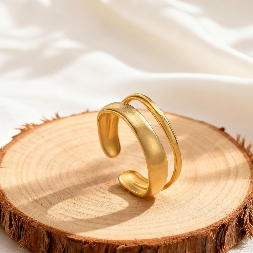 Stainless Steel Geometric Ring for Women Hollow Infinity Opening Rings 18K Gold Plated Jewelry Gift