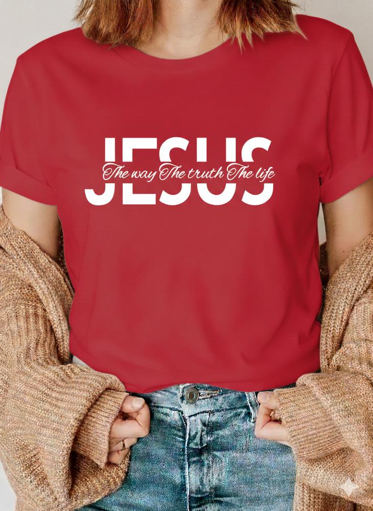 Unisexs Jesus Graphic Tee The Way The Truth The Life Christian Casual TShirt S