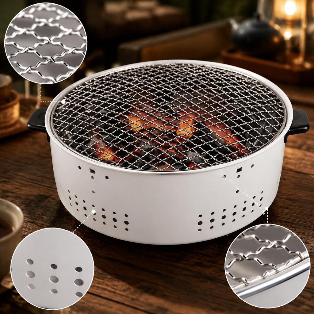 Charcoal Grill and Teapot Warmer for Winter Home Outdoor Indoor Heating Roasting Set 60cm