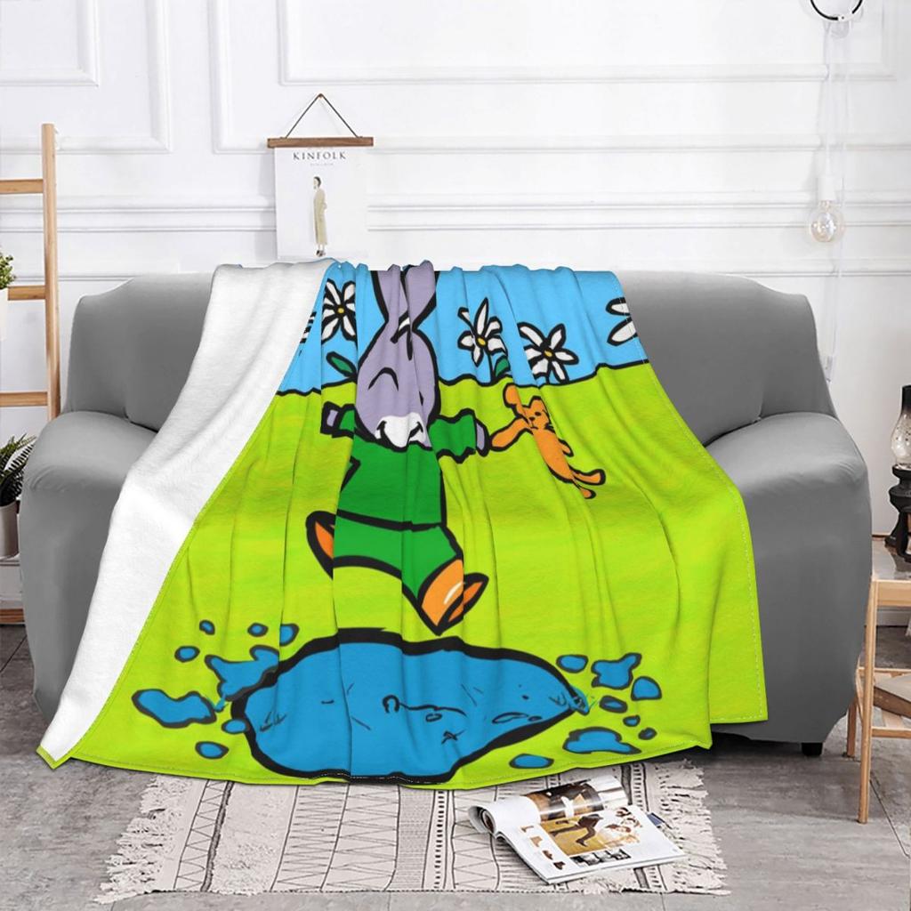 Happy Trotro Velvet Throw Blanket Cute Cartoon Blanket for Sofa Travel Super Warm Bedspread