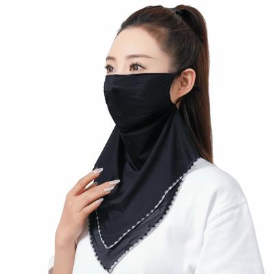 Simple Elastic Ice Silk Mask Thin Lace Sunscreen Veil Face Shield Neck Scarf Face Cover Outdoor