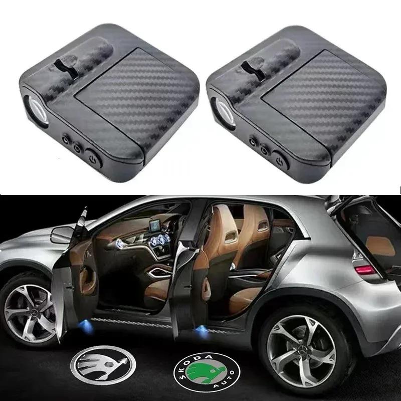 2 Pezzi Lampada di Benvenuto per Portiera Auto Luce Cortesia HD Per Skoda Octavia Superb Rapid Kodiaq Karoq Fabia Kamiq Roomster Citigo Enyaq
