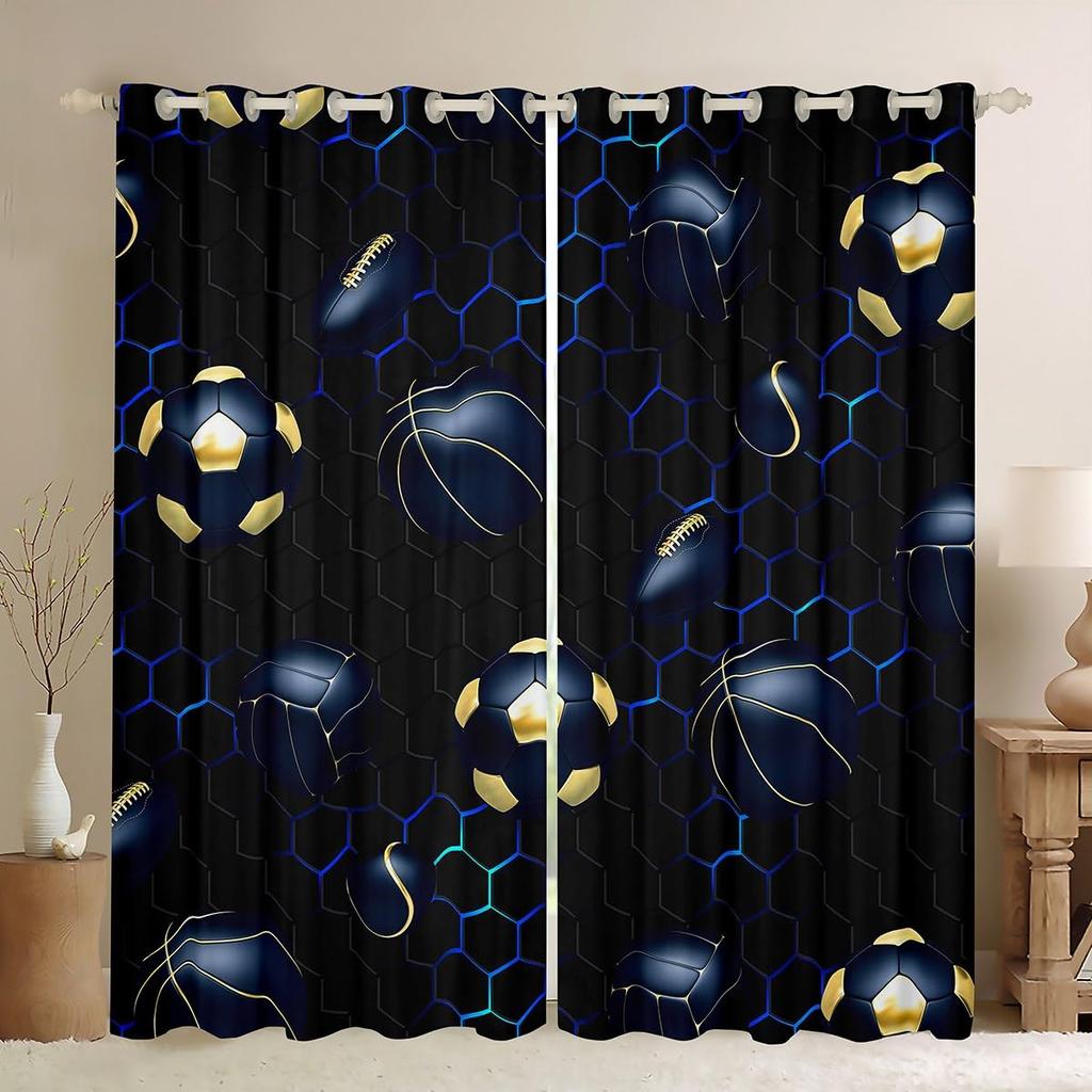 Volleyball Curtains Sports Game Theme Curtains Drapes for Kids Boys Girls Bedroom Abstract Window Curtain Blackout Drape