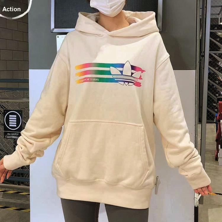 Adidas Originals Trefoil Hooded Gradient Print Pullover Sweatshirt Unisex Sweatshirt White HL4108