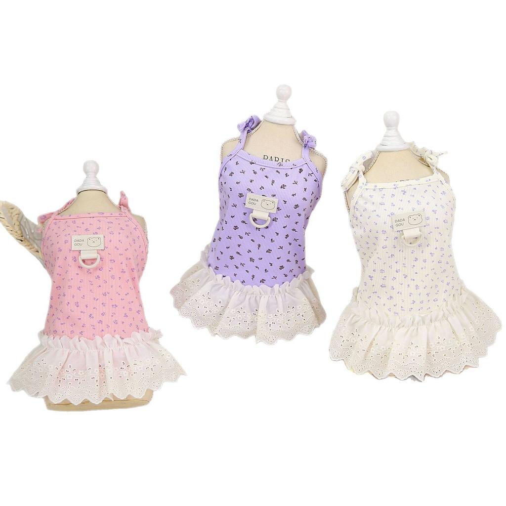 Summer New Small Fresh Floral Suspender Princess Dress Light and Breathable Small Pet Cat and Dog General Pet Clothes