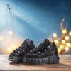 Punk Style Women Shoes Lace-up heel height 6CM Platform Shoes Woman Rock Boots Metal Decor Woman Sneakers