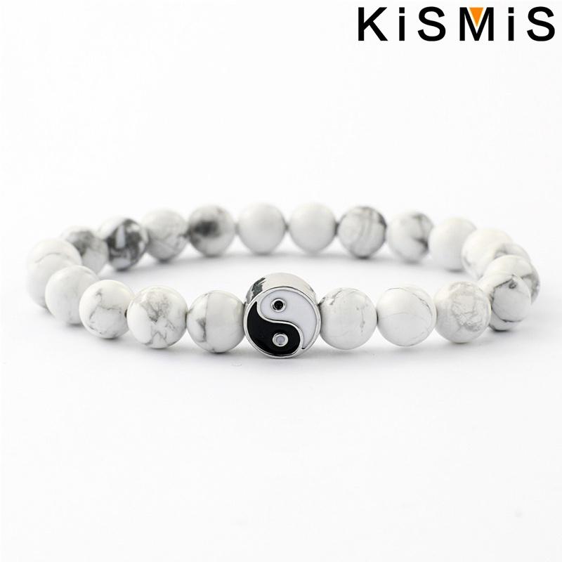 Neues Naturstein Yin Yang Perlenarmband Klassisches verstellbares Armband für Männer Frauen Best Friend Geschenk