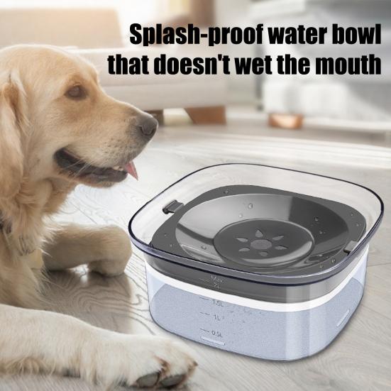 Pet Water Bowl No Spill 2L Spill Proof Clear Dog Water Bowl Anti Splash No Mess Cat Water Dispenser for Sloppy Messy Drinkers