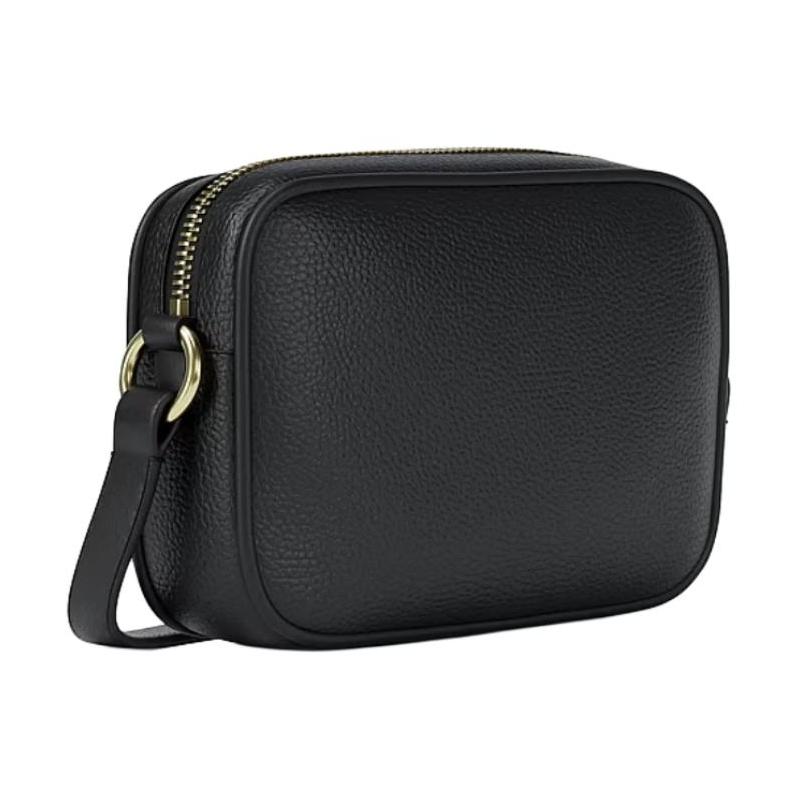 MICHAEL KORS Jet Set Gold Hardware Letter Print Leather Camera Bag Crossbody Bag Small Women's Black