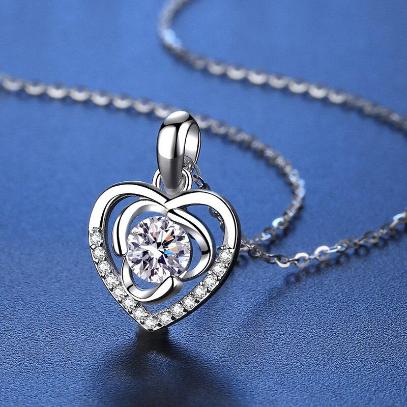 Bague Ringen 1.0ct Heart Moissanite Pendant For Women Sparkly Imitation Diamond Jewelry 925 Sterling Silver Fine Jewelry Gift