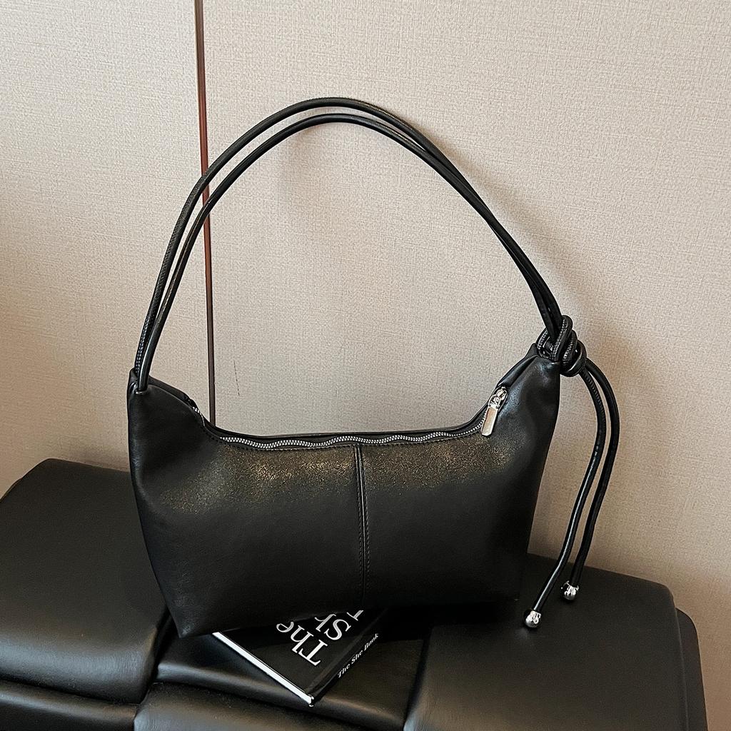 Retro Commuting Square Underarm Bag Women's 2025 New Solid Color PU Leather Shoulder Bags Trendy Casual Large Capacity Handbag