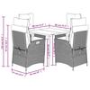 VidaXL Garden Dining Set with Cushions 5 Pcs, Table and Chairs with Adjustable Backrest, Outdoor Furniture, 3213421