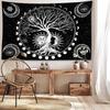 Black Life Tree Sun & Moon Tapestry - Versatile Wall Hanging for Bedroom, Living Room Decor | Durable Polyester, Easy Care | Multiple Sizes Available