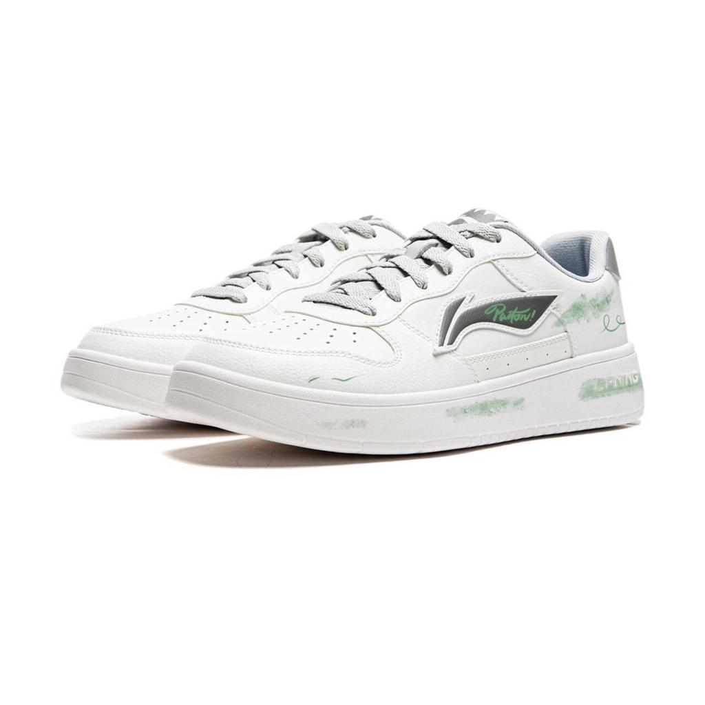 Li Ning Floating Boat Cushioning Abrasion Resistant Lightweight Low top Skateboard Shoes Men's White Green AGCS419-5(Team1538-)