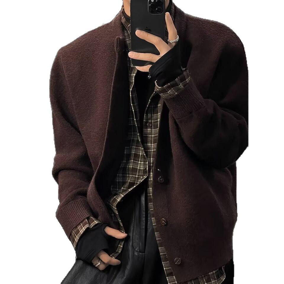 Men's Japanese Retro Knit Cardigan: Autumn/Winter Casual, Versatile, Loose-Fit Fashion