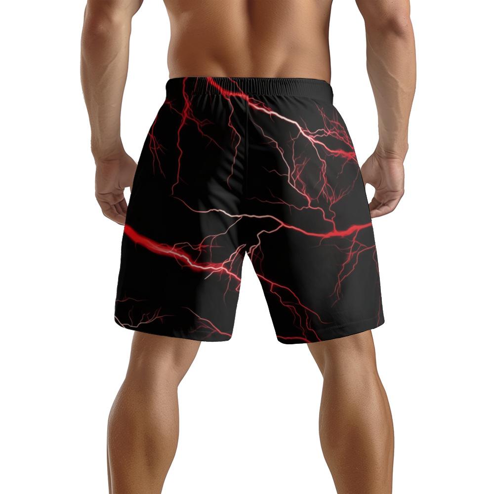 Pantaloncini Casual da Uomo con Elemento Fulmine Oscuro Naturale Europeo e Americano Pantaloni da Spiaggia