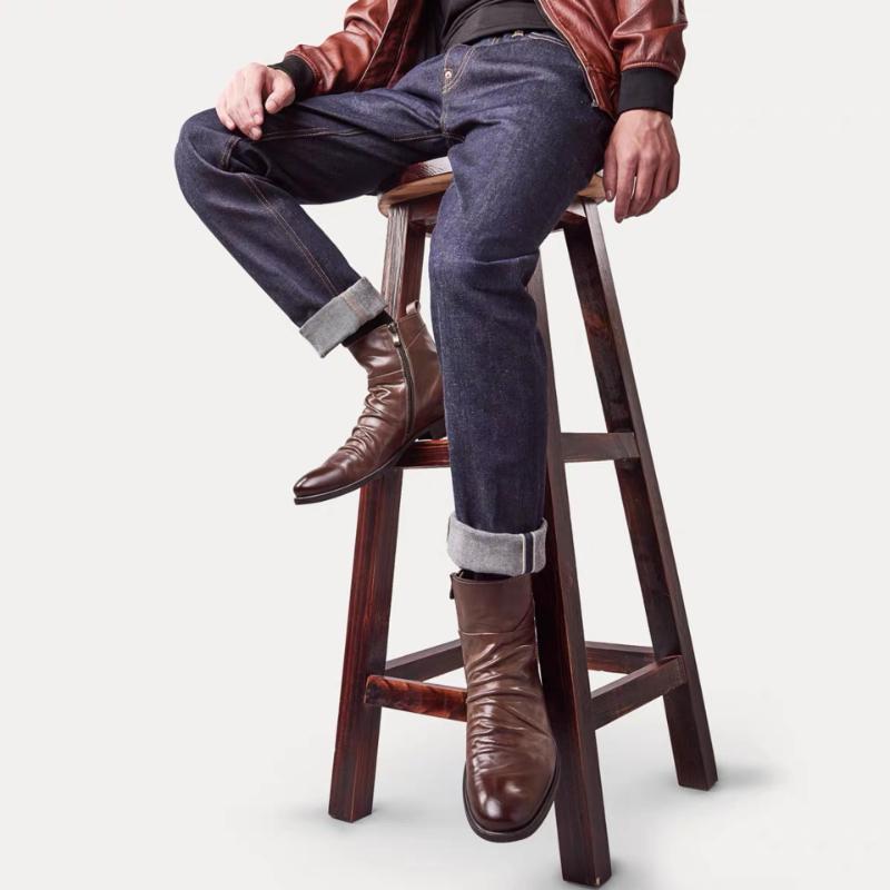 Herren Lederstiefel Herren Freizeitschuhe Niedrige Absätze Rutschfeste Verschleißfeste Wärme Business Komfort Männliche Stiefel Botines Para Hombre