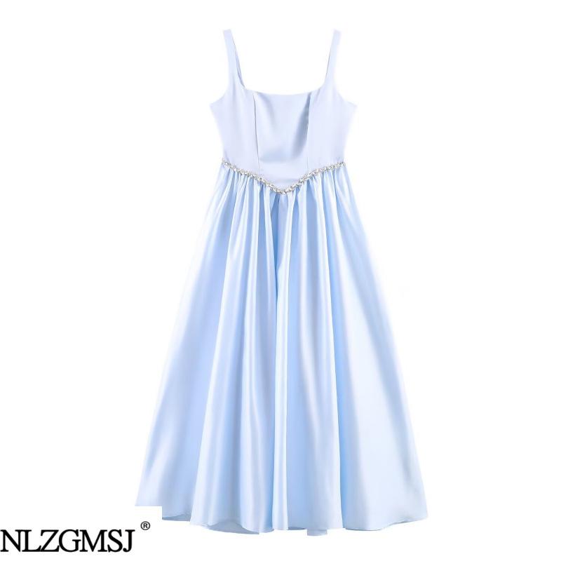 2026 Spring Elegant Rhinestone Strappy Party Dress - European & American Fashion Large