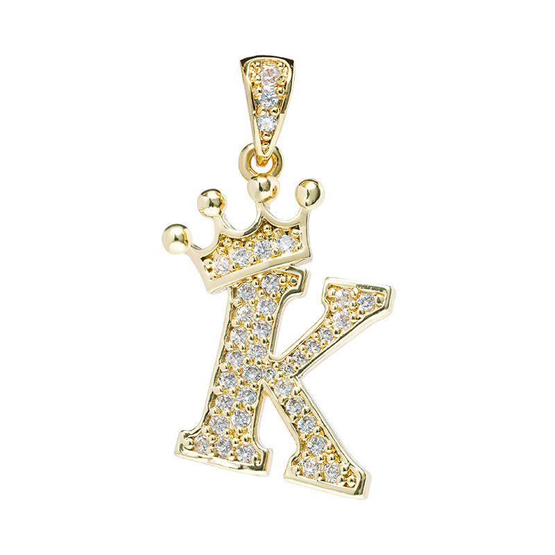 Luxuriöse goldene Alphabet-Halskette mit Kronenanhänger für Frauen und Mädchen