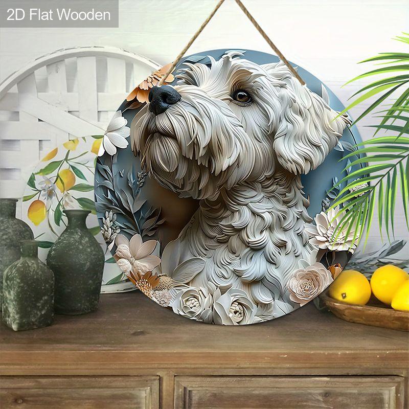 2D flat hanging decorative signs,interior wall or door decoration,garden decoration,the pattern is a cute dog,a housewarming gift for friends