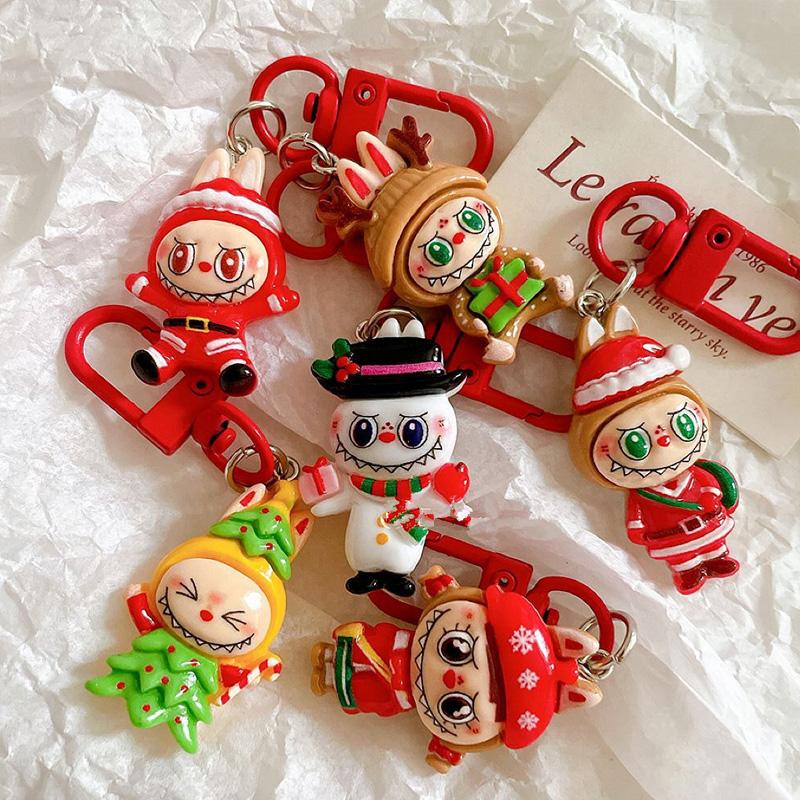 1/6Pcs Key Chains Hanging Cartoon Pendant Cute Backpack Pendant Christmas Gift Christmas Series Rabbit Keychain