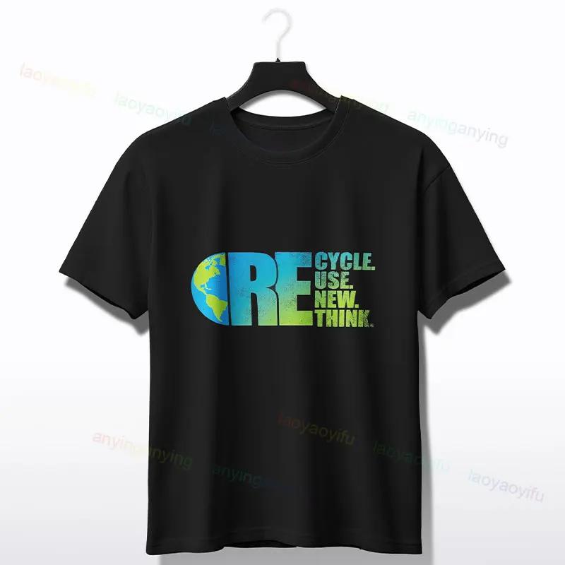 Recycle Use New Think Earth Day Graphic Tee Short Sleeve Crew Neck Cotton TShirt EnvironUnisextal Activism For Unisex S