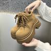 Fashion AIYUQI 2025 New Women's Ankle Boots and Booties Thick-soled Lace-up Workwear Women Shoes Large-Size Casual Leather Shoes Female