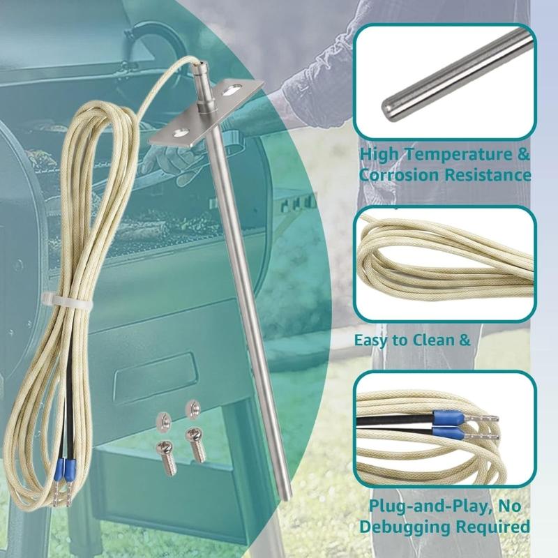 ZGRTD1 Temperature Sensors Probe for Compatible Z-Grill Pellet Grills, Wire Replacement with Two Individual Pin Terminals for Controller Signal