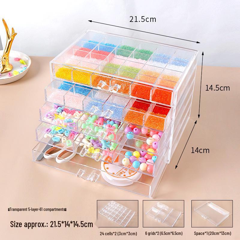 Transparent Multi-Layer Storage Box for Glass Beads and Jewelry Accessories