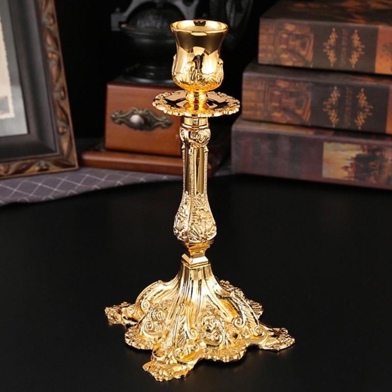 Metal Candle Stand With Intricate Engraved Pattern Antique Taper Candlestick Holders For Weddings And Parties Decoration