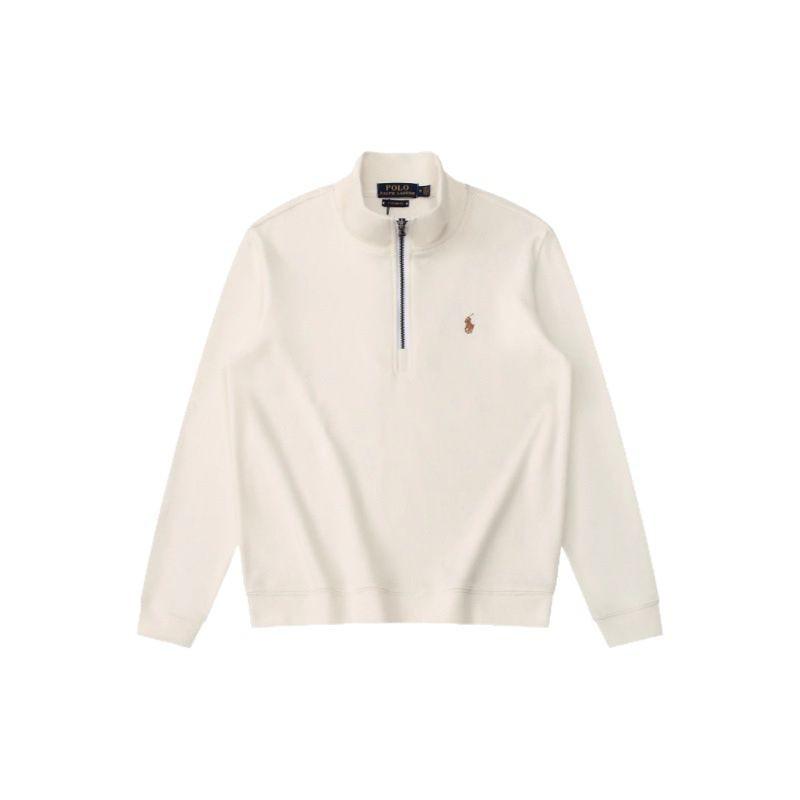 2025 Herr Half-Zip Ribbad Bomullssweatshirt med Broderad Ponny-logotyp