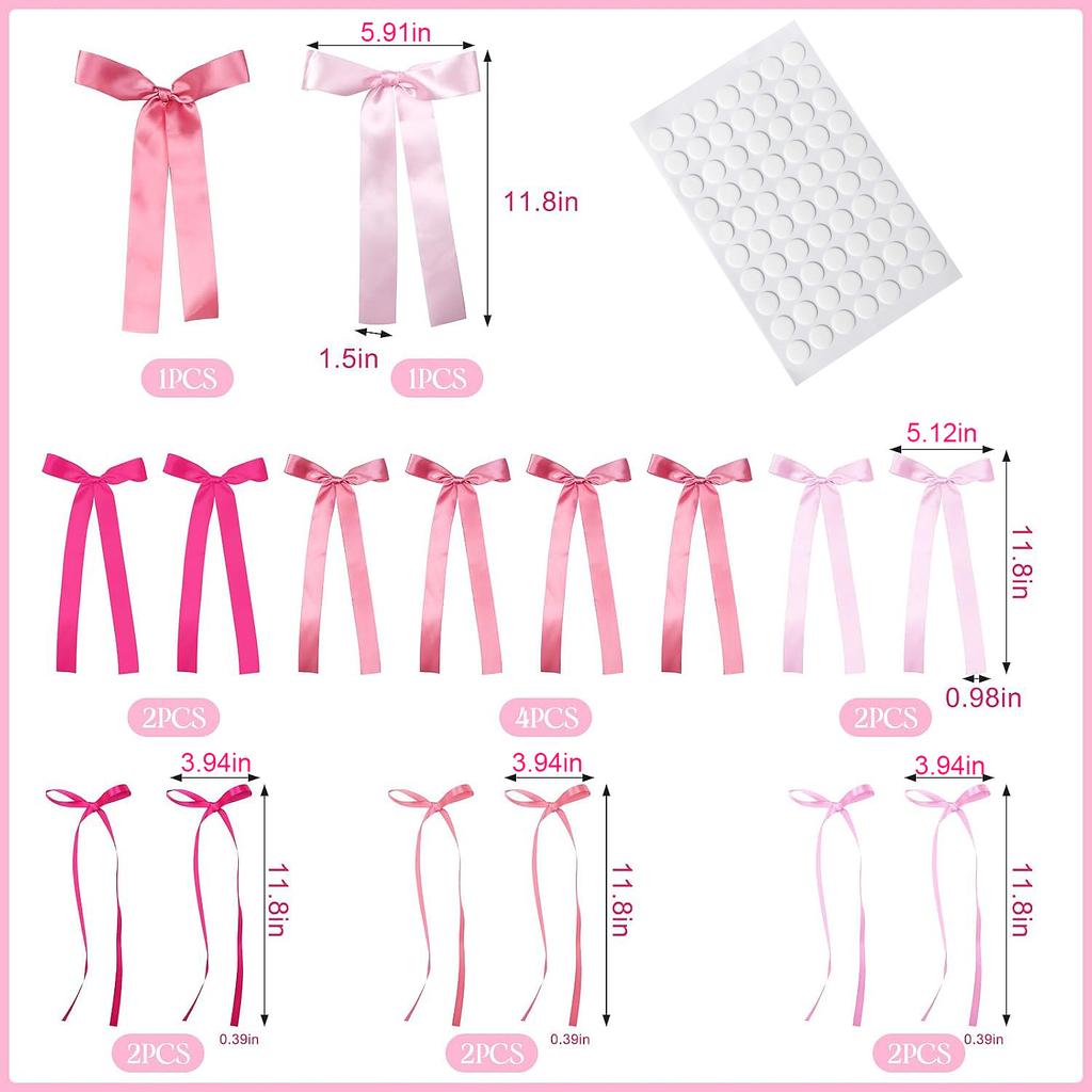 12/16/45Pcs Pink Bow Party Decorations Big Ribbon Bows Wall Decor for Coquette Baby Shower Bridal Wedding Birthday Supply