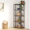 Day and Night - Day and Night Corner Shelf 5 Levels Wood and Anthracite Gray Steel