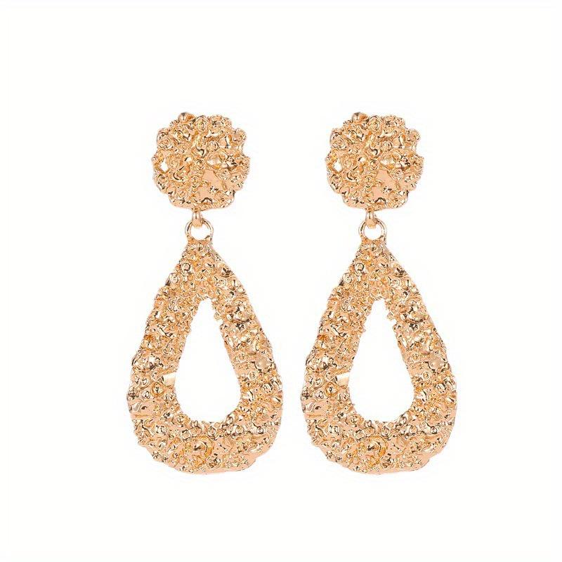 Geometrische Ohrringe mit Wassertropfenrelief für Damen - Retro-Mode, ethnischer Stil, kreatives rundes und quadratisches Design.