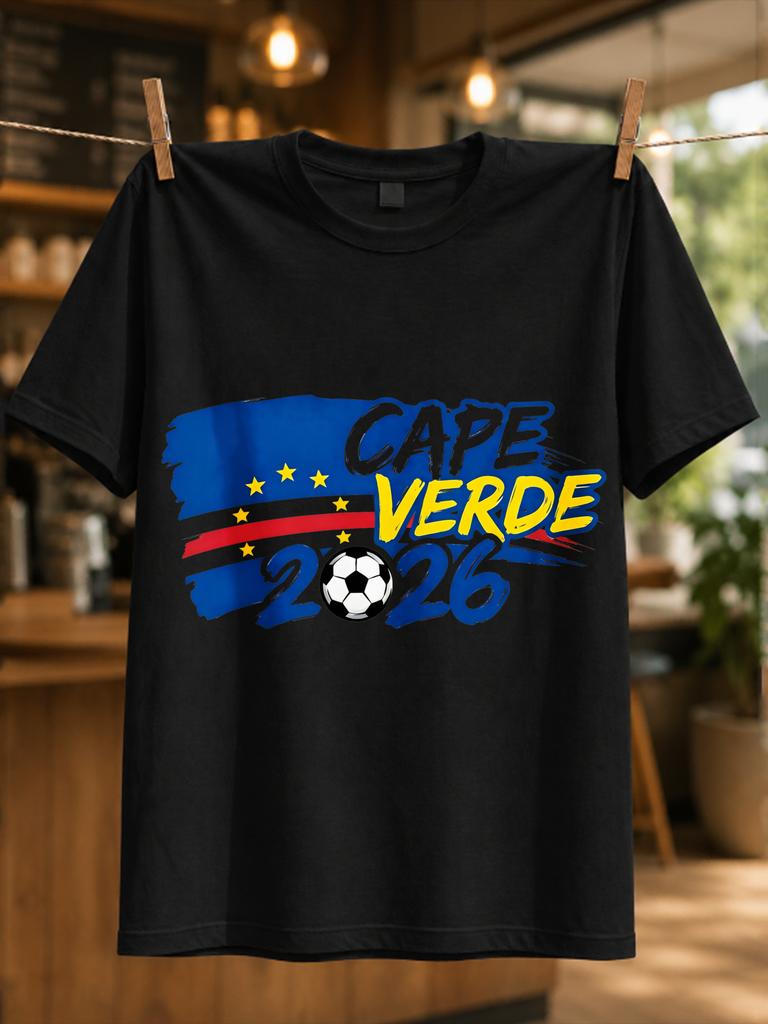 E Verde 2026 Soccer Blue Brush Strokes With Football And Yellow Green Lettering Tournat Fan Style Unisex All TShirt
