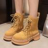 Martin Boots Women'S Autumn And Winter New Fashion Versatile Thick-Soled Heightening Rhubarb Boots British Style Tooling Boots
