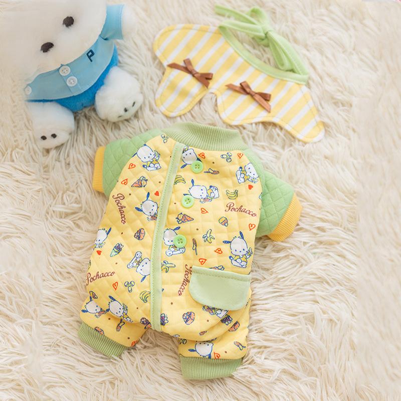 Fleece and thickened thermal bib full of printed four-legged cotton-padded clothes into kitten thermal cat clothes