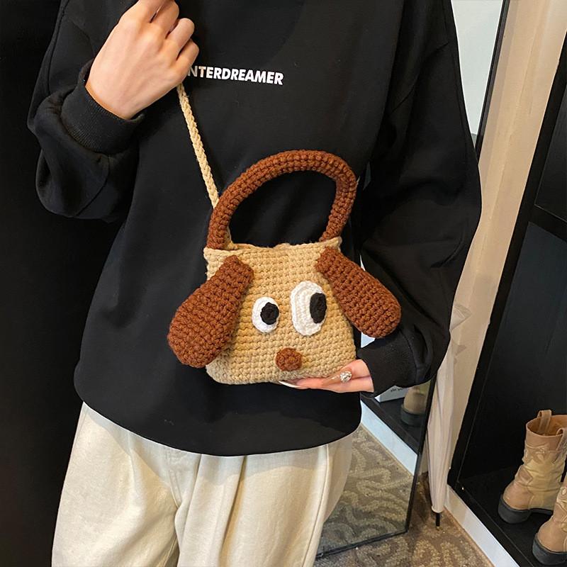 And Cozy Whimsical Knitted Kids Handbag With Playful Dog Design Perfect Children For