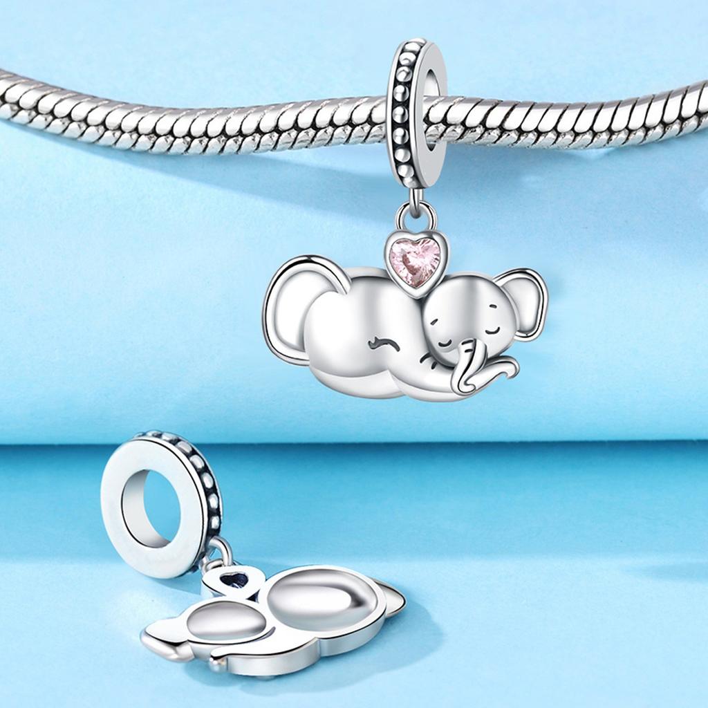 S925 Silber Tier-Thema Armband Perlen Anhänger Elefant Kaninchen Leopard Löwe Anhänger Perlen DIY Schmuckherstellung Zubehör